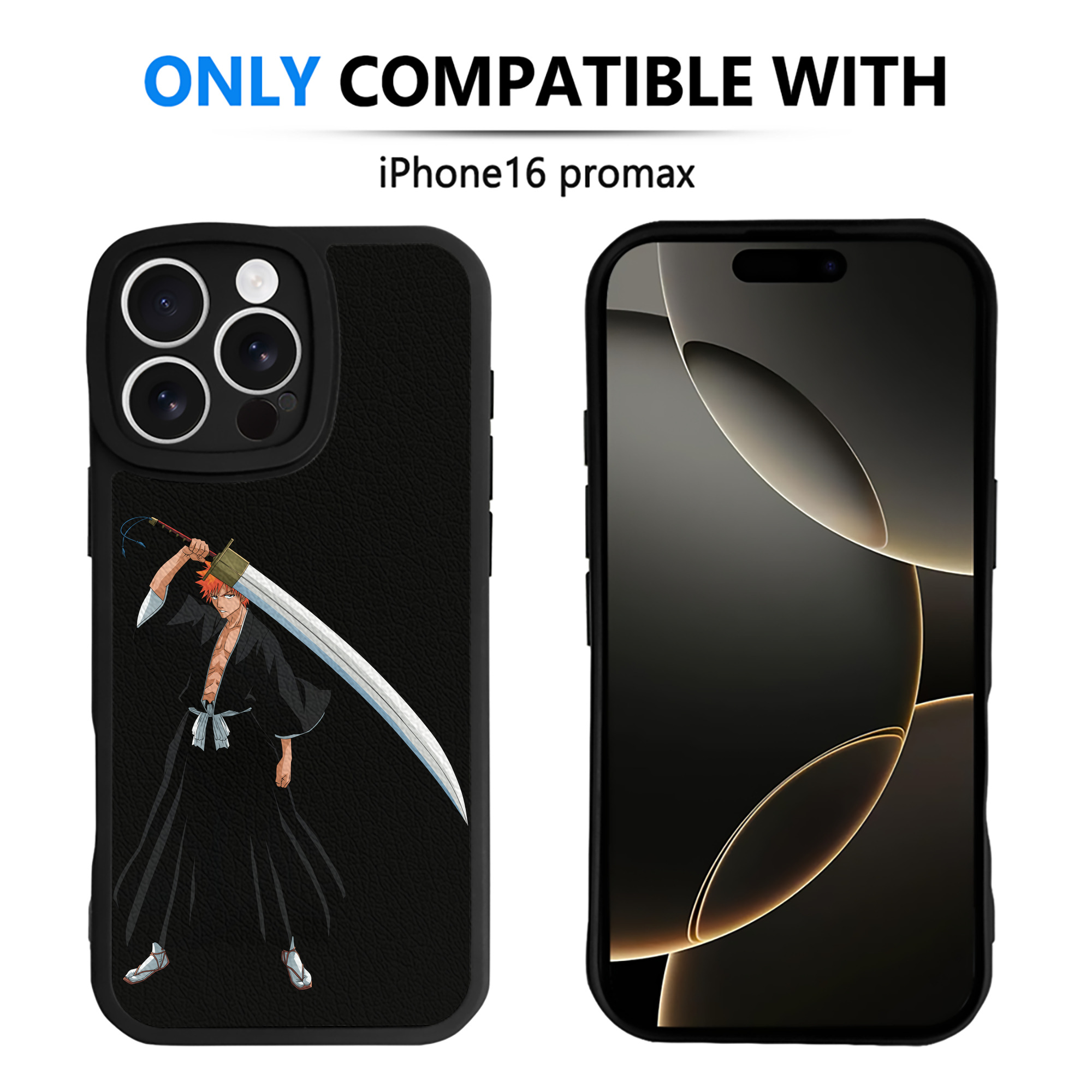 ブリーチ 黒崎一護（くろさき いちご）BLEACH Kurosaki Ichigo 【iPhone 16シリーズ対応】シリコンスマホケース（レザー調） 材質：シリコン